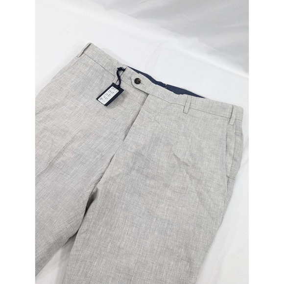 NWT Steven Giles 34x35 Tall Light Gray 100% Linen Slim Trousers Made In Italy